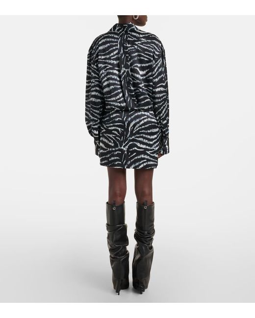 Robe Chemise Silvye En Satin The Attico en coloris Black