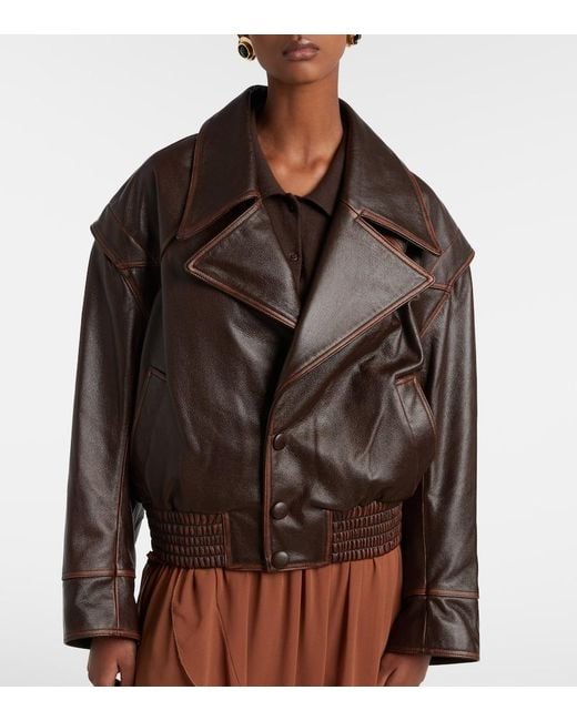 JACQUES WEI Brown Leather Biker Jacket