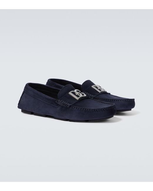 Dolce & Gabbana Loafers DG aus Veloursleder in Blue für Herren