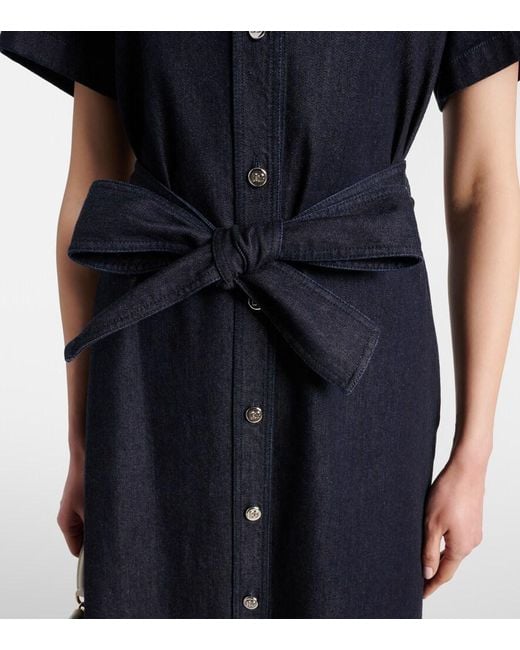 Dolce & Gabbana Blue Belted Denim Shirt Dress