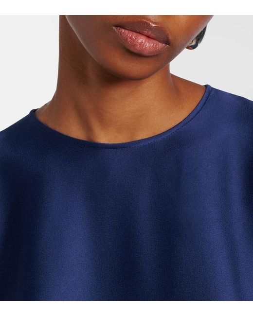 Stella McCartney Blue Faux Pearl-Embellished Satin Top