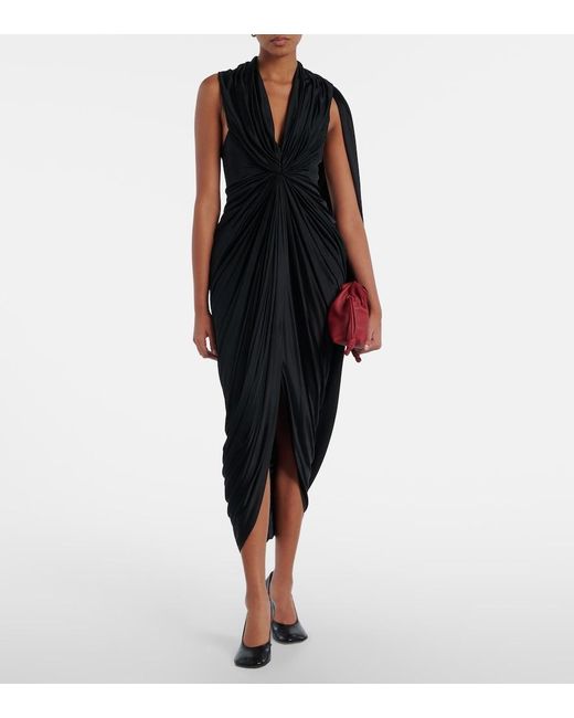 Loewe Black Draped Midi Dress