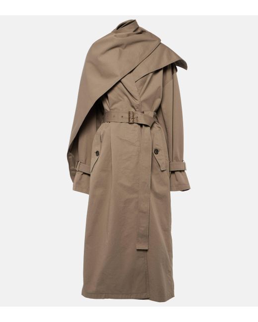 Acne Natural Shawl-detail Twill Cotton Trench Coat