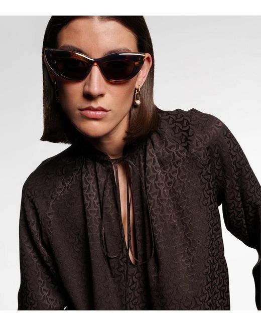 Gucci Brown Double G Cat-Eye Sunglasses