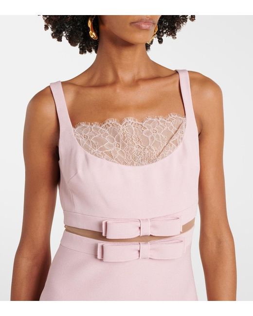 Giambattista Valli Pink Bow-Detail Crepe Midi Dress