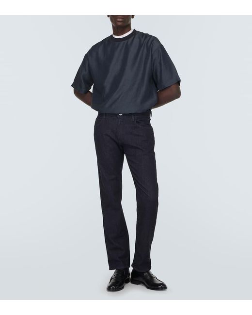 Camiseta de cuello redondo Giorgio Armani de hombre de color Blue