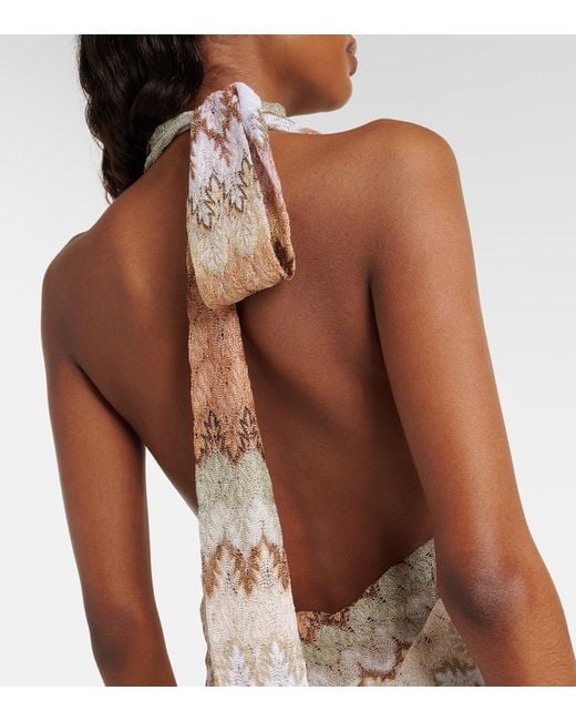 Missoni Natural Halterneck Lame Maxi Dress