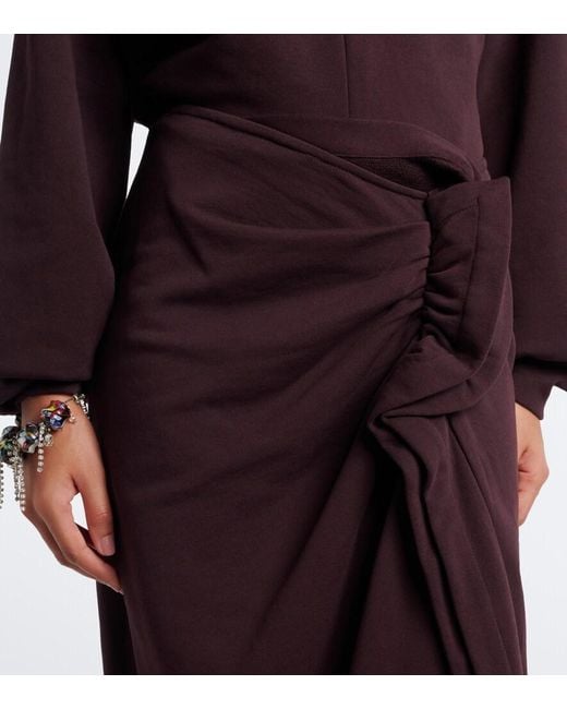 Dries Van Noten Purple Ruffled Cotton Jersey Midi Skirt