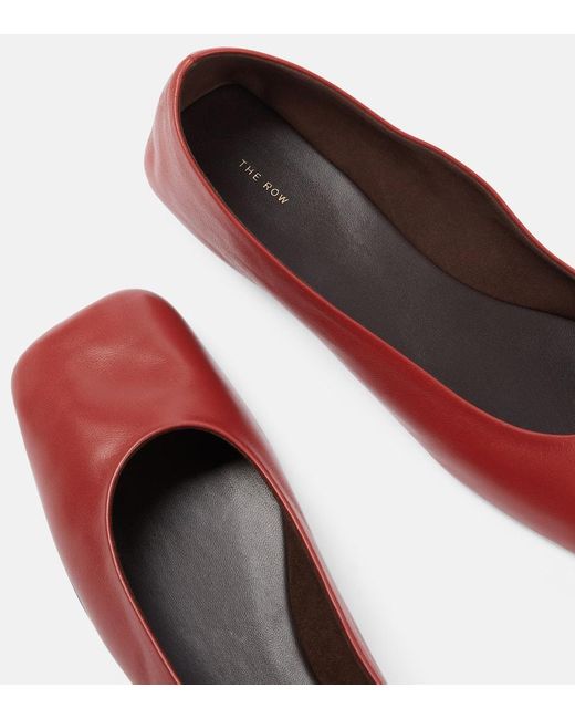 The Row Red Square Leather Ballet Flats