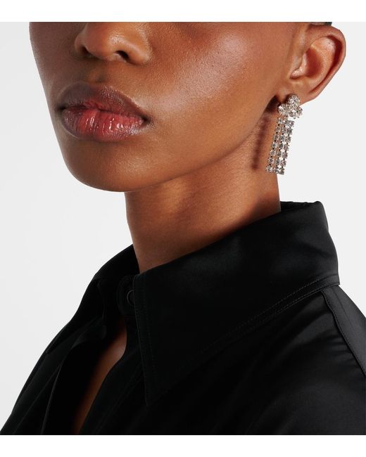 Jil Sander White Crystal-Embellished Earrings