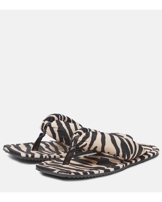 The Attico Black Zebra-Print Square Slides