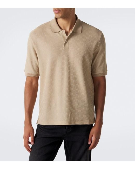 Gucci Natural Gg Jacquard Polo Shirt for men