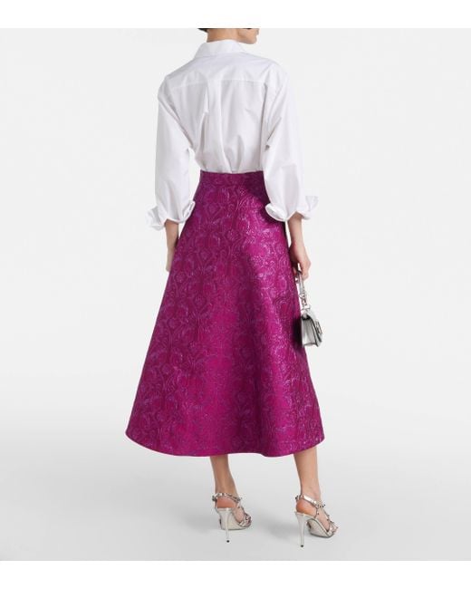 Valentino Purple Floral Brocade Midi Skirt