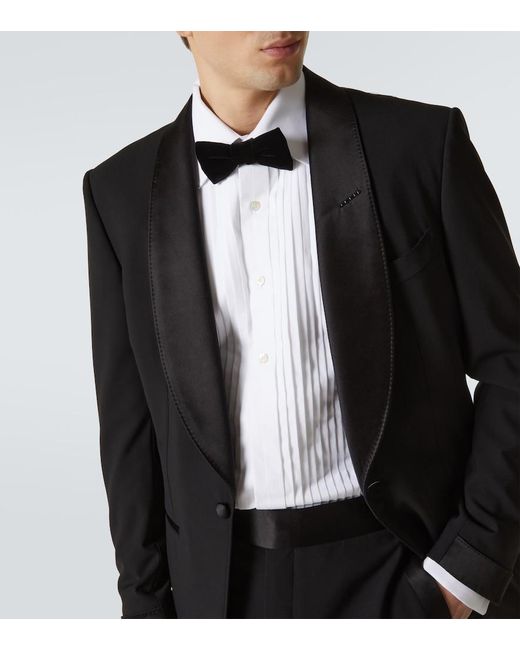 Tom Ford White Cotton Voile Tuxedo Shirt for men