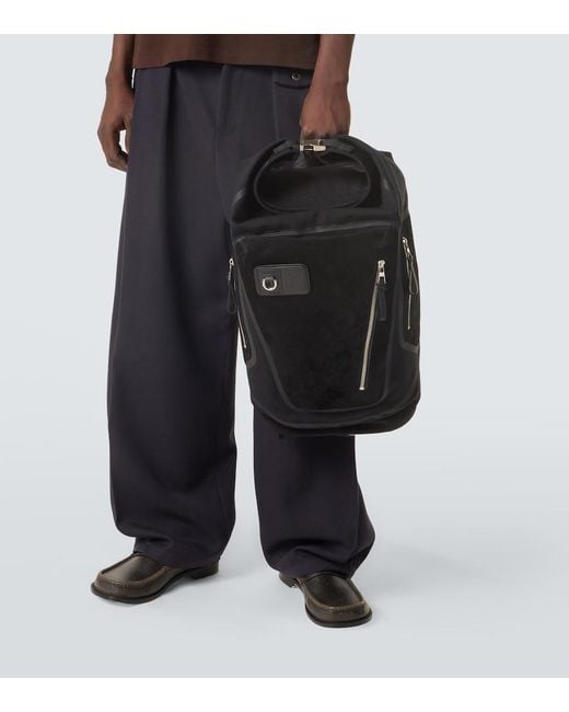 Loewe Black Flex Canvas And Suede Backpack for men