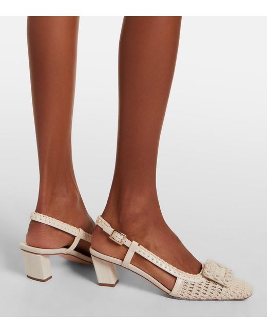Roger Vivier Natural Belle Vivier Crochet And Leather Slingback Pumps