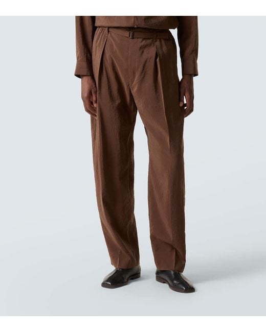 Lemaire Weite Hose Aus Einem Seidengemisch in Brown für Herren