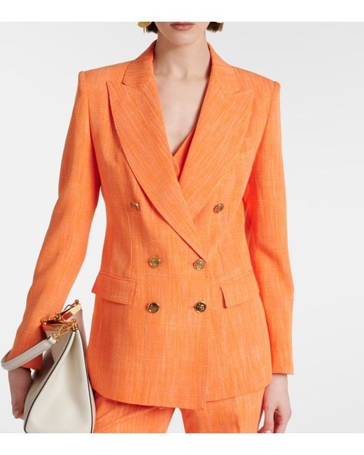 Etro Orange Double-Breasted Blazer