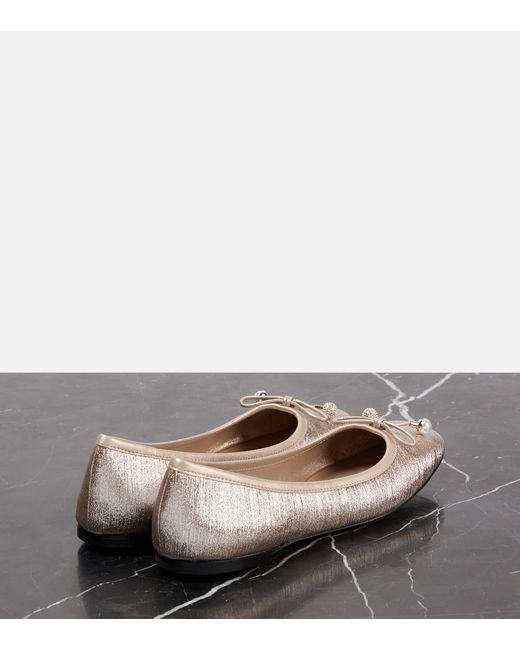 Jimmy Choo Natural Elme Glitter Ballet Flats