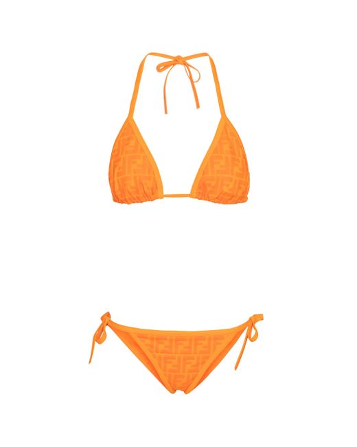 Fendi Orange Ff Halterneck Bikini