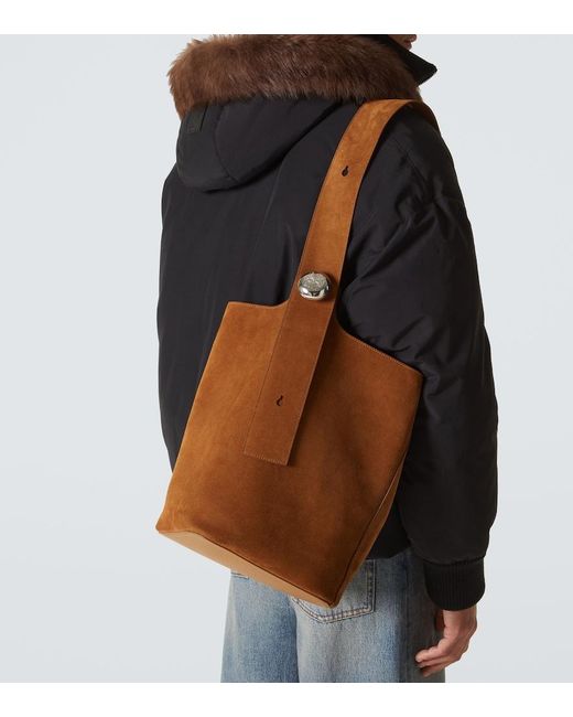 Loewe Brown Pebble Large Suede Tote Bag for men