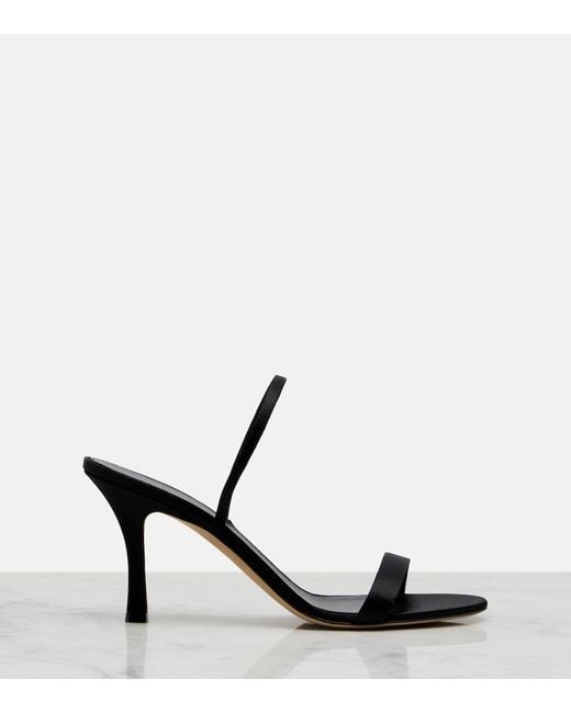 The Row Black Ella Satin Slingback Sandals