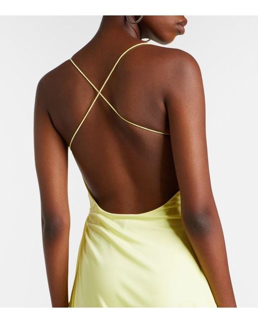 Versace Yellow Medusa Draped Jersey Gown