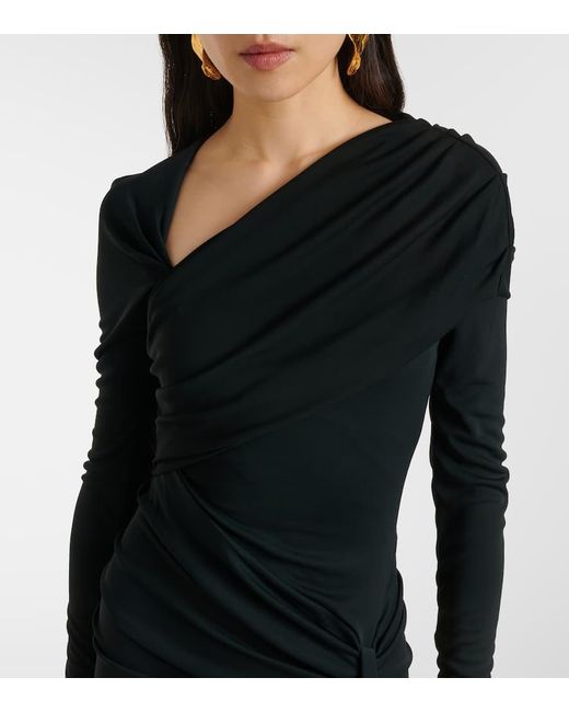 Carolina Herrera Black Draped Jersey Gown