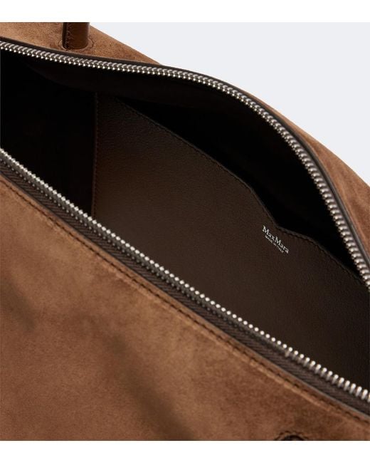 Max Mara Brown Large Suede Shoulder Bag