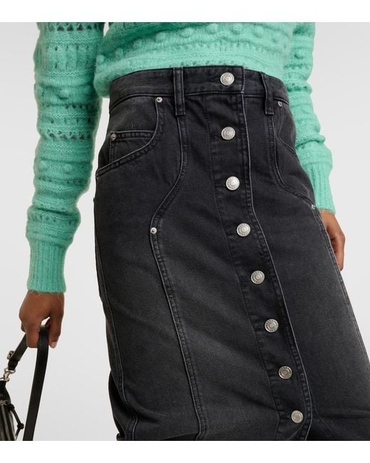 Isabel Marant Black Vandy Denim Midi Skirt