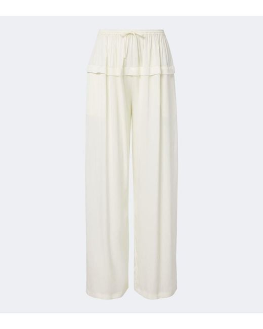 Alaïa White Crepe Wide-Leg Pants
