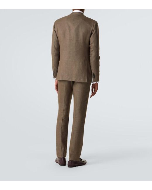 Kiton Natural Linen, Wool, And Silk Suit for men