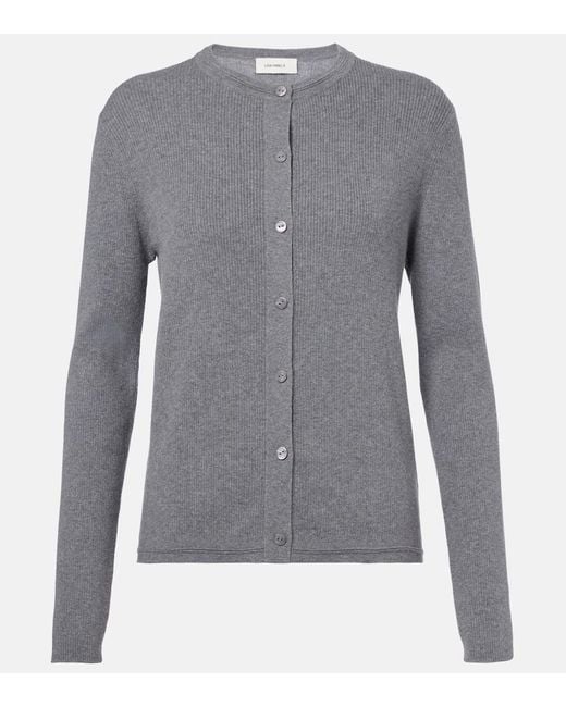 Lisa Yang Gray Abeena Ribbed-Knit Cotton And Cashmere Cardigan