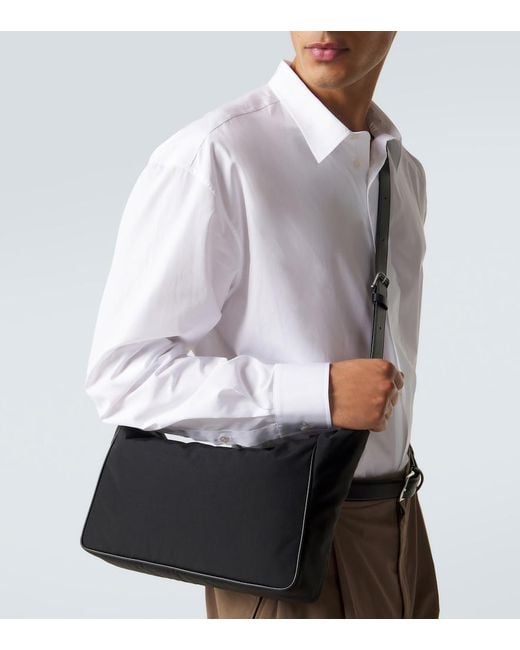 The Row Black Lloyd Leather-Trimmed Shoulder Bag for men