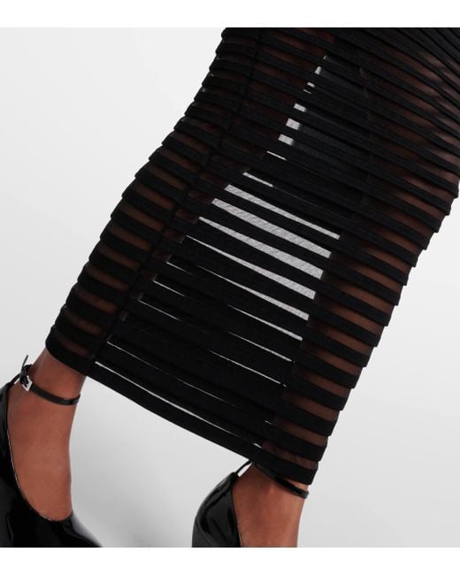 Alaïa Black Striped Crepe-paneled Gown