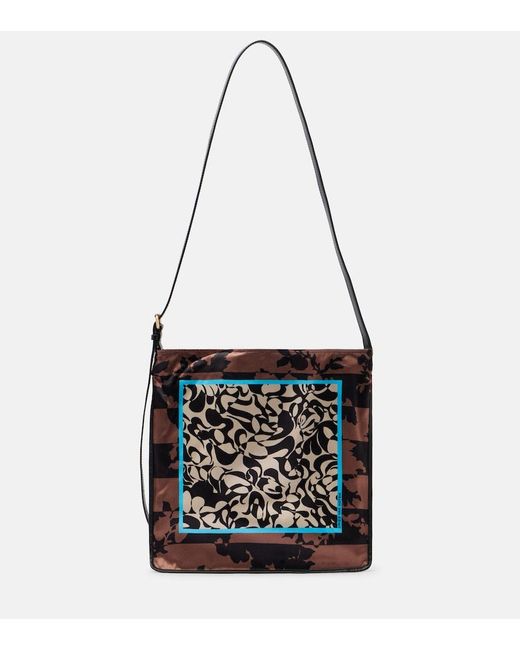 Dries Van Noten Black Small Printed Satin Shoulder Bag