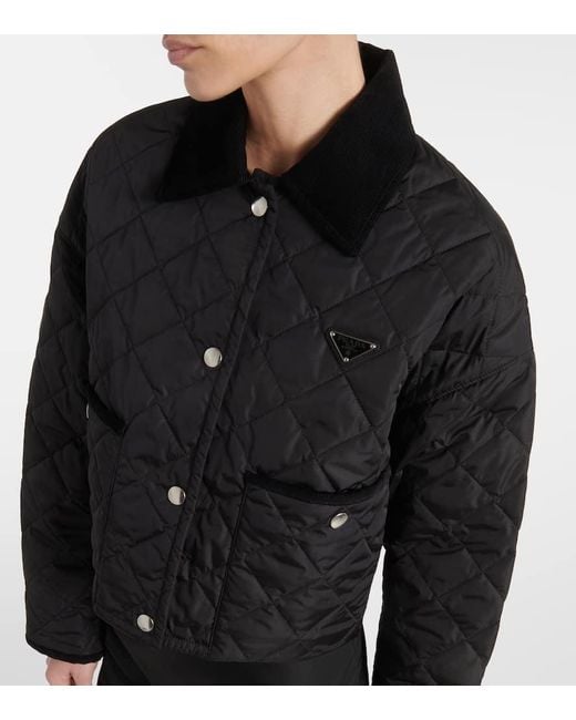 Veste Crop À Logo Prada en coloris Black