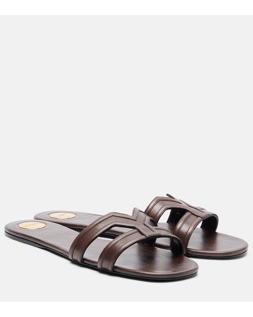 Saint Laurent Brown Mabrouka Leather Sandals