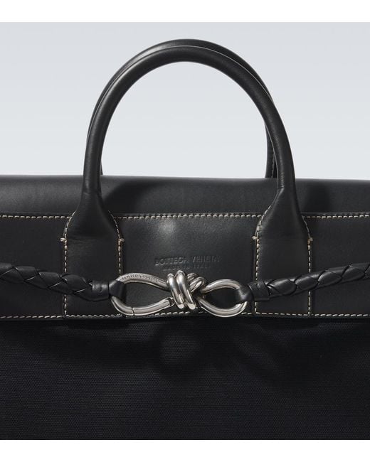 Bottega Veneta Black Andiamo Voyager Leather-Trimmed Tote Bag for men
