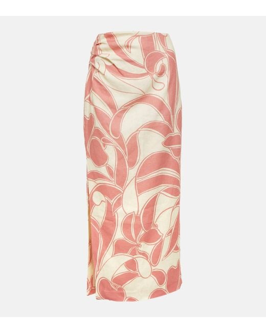 Sir. The Label Pink Belletto Printed Linen Maxi Skirt