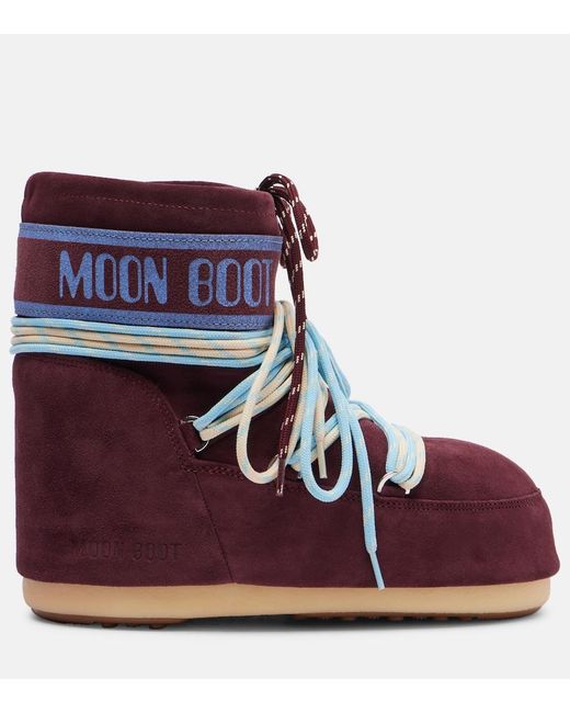 Moon Boot Red Icon Low Suede Snow Boots