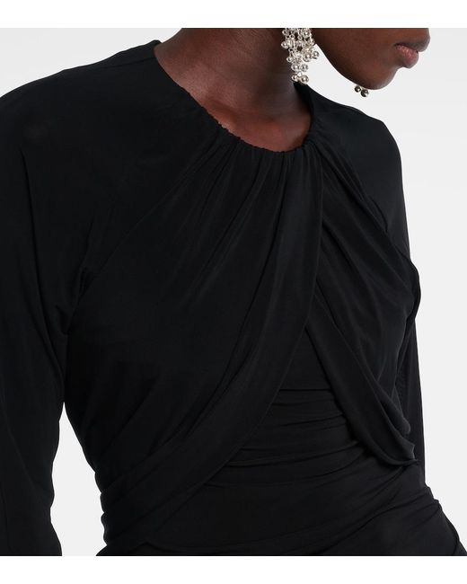 Isabel Marant Black Gaetane Draped Jersey Top