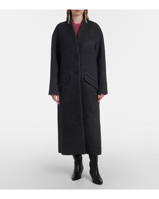 Isabel Marant Black Mantel Eris Aus Einem Wollgemisch