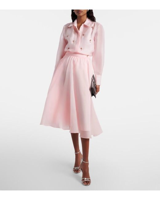 Max Mara Pink Agi Crystal-Embellished Silk Shirt
