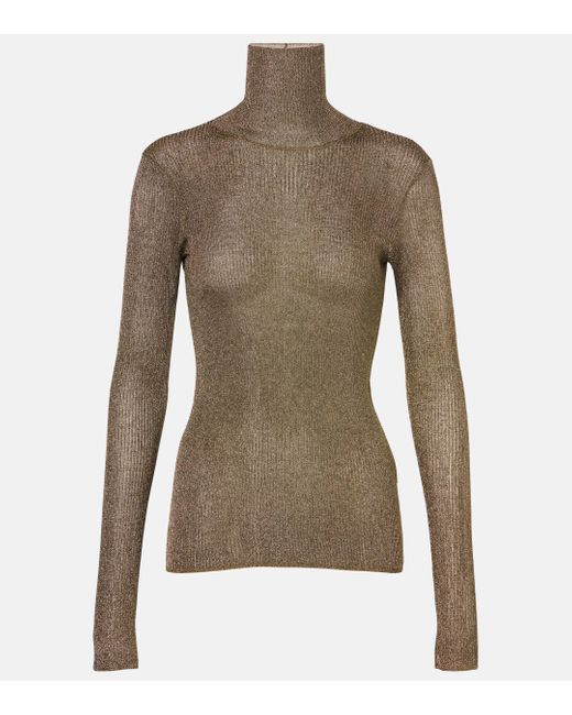 Isabel Marant Green Lame Turtleneck Sweater