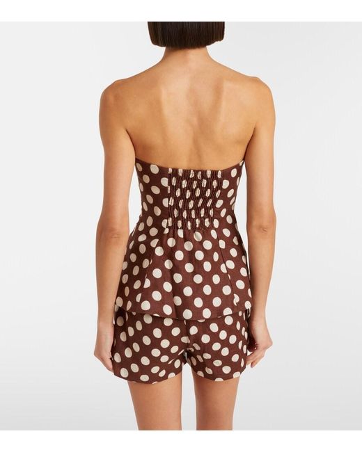 Faithfull The Brand Brown Lila Polka-Dot Linen Shorts