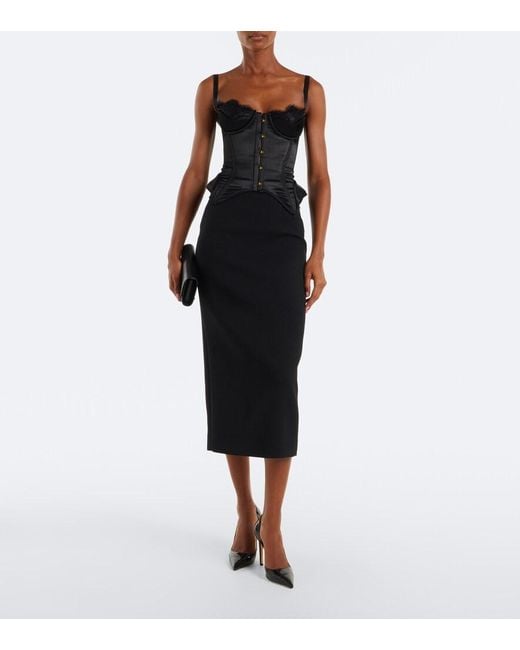 Maria Lucia Hohan Black Samya Lace-Trimmed Satin Bustier Top