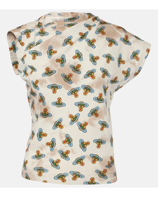 Top Hebo Orb De Algodon Drapeado Estampado Vivienne Westwood de color Metallic