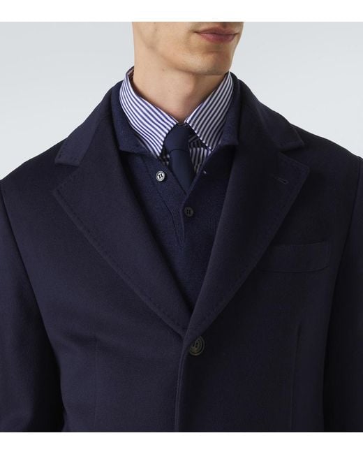 Brunello Cucinelli Blue Virgin Wool Coat for men