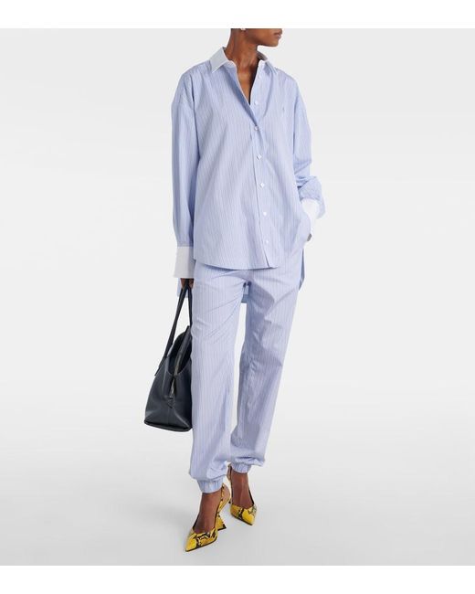 The Attico Blue Striped Cotton Tapered Pants